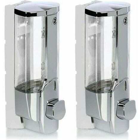 2 dispenser di sapone da parete - Dispenser di sapone ricaricabile da parete - Dispenser di sapone per gel doccia e shampoo (cromato)