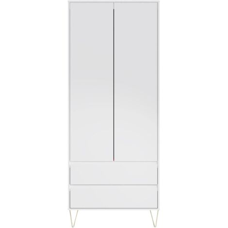 2 Door 2 Drawer Wardrobe White With Gold Legs Modern Design Contemporary