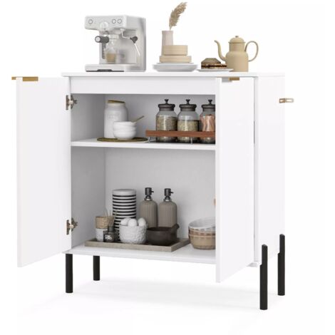 2-Door Buffet Cabinet with Shelf & Metal Legs