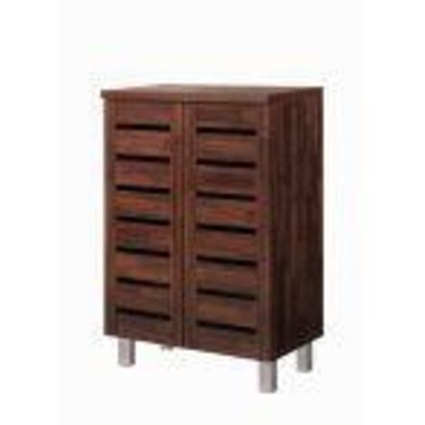 2 Door Shoe Cabinet Compact Storage Wooden Shoe Organizer 5 Finishes - Walnut