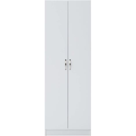2 Door Wardrobe White Or Grey Modern Bedroom Storage Unit - White