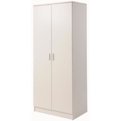 2 Door Wardrobe With Hanging Rail And Shelf Bedroom Storage - White