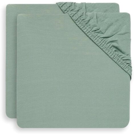 2 Drap-Housse Jersey 60x120 cm Coton Extensible Vert Cendré Pour Lit Bébé
