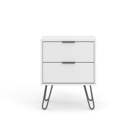 2 Drawer Bedside Cabinet - Manufactured Wood Fibre Board/Metal - 45 x 39.5 x 57 cm - White