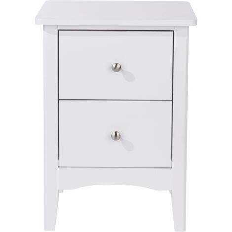 2 Drawer Bedside Cabinet - MDF - 40 x 32 x 57 cm - White