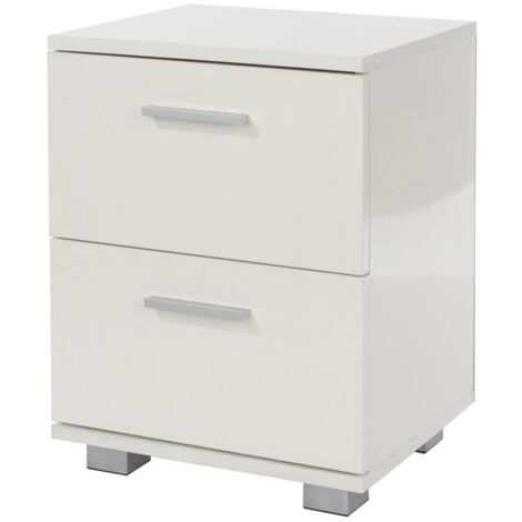 2 Drawer Bedside Cabinet - MDP - 35 x 30 x 47.5 cm - White