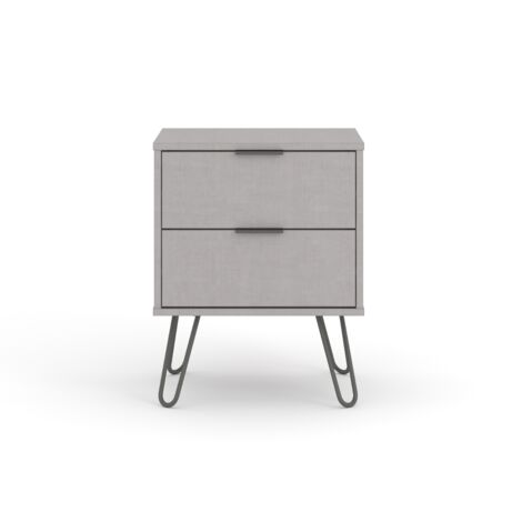 2 Drawer Bedside Cabinet - Textured Manufactured Board/Metal - 45 x 39.5 x 57 cm - Grey