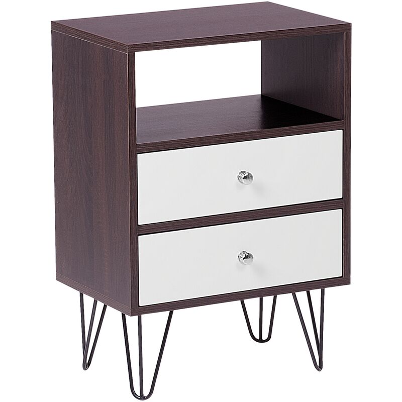 Bedside Night Table 2 Drawer Living Room End Table Compact Wood Finish Arvin