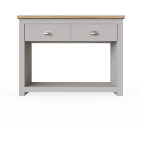 2 Drawer Console Table Oak Effect Top Grey & Brown