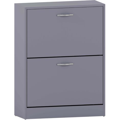 2 Drawer Shoe Cabinet Hallway Storage Cupboard Stand, Grey