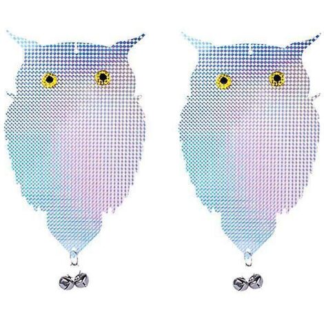 2 Effaroucheur Oiseaux Repulsif Pigeon Forme D' Hibou Rflchissant Lumineux, Lot De 2 Anti Pigeon Avec Clochette Anti Oiseau Argent