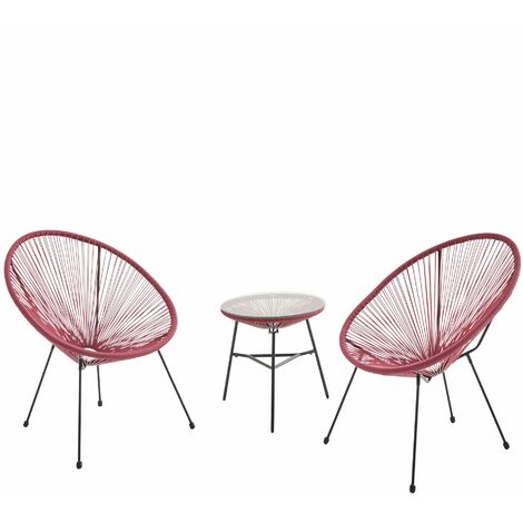 Set of 2 egg designer chairs with table - Acapulco