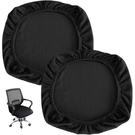 2 elastische Stuhlhussen, Bürostuhlbezüge, Gaming-Stuhlbezüge, Esszimmerstuhlschoner, Drehhockerbezüge, Stuhlsitzbezüge, Stuhlschoner – Schwarz