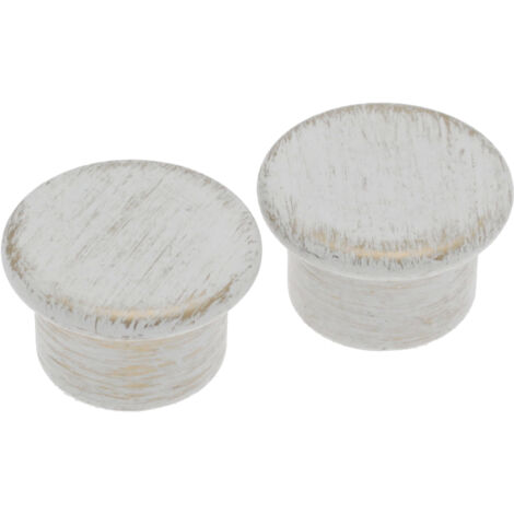 2 Embouts Bouchon - Blanc Patiné Or - Diamètre 20