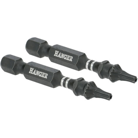2 embouts impact 1 4 étoile percée TTX10 longueur 75 mm HANGER 134090