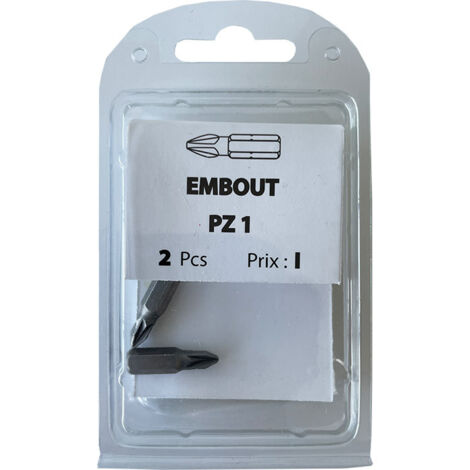 2 embouts Pozidriv PZ1 acier - Viswood