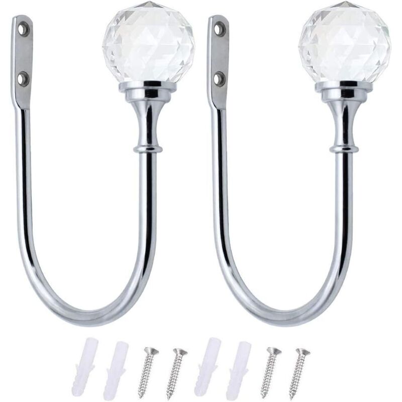 2 Embrasses à Rideaux Crochets Rideaux En Cristal Embrasses Métal u Curtain de Boule Crochet de Rideau Pour Les Crochets de Rideaux Lourds Et Légers