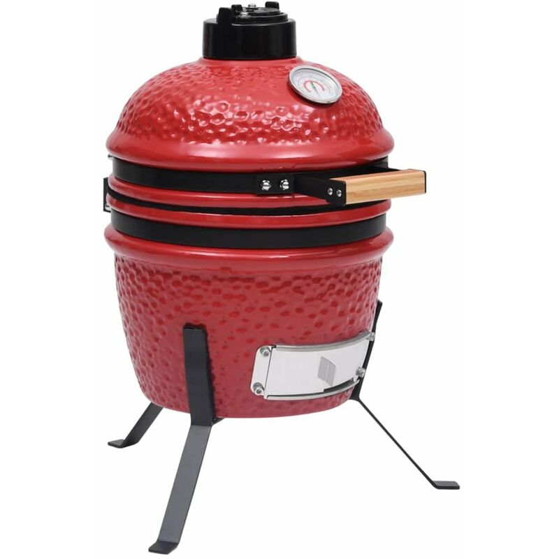 

Happyshopping - 2 en 1 Barbacoa ahumadora Kamado de ceramica rojo 56 cm