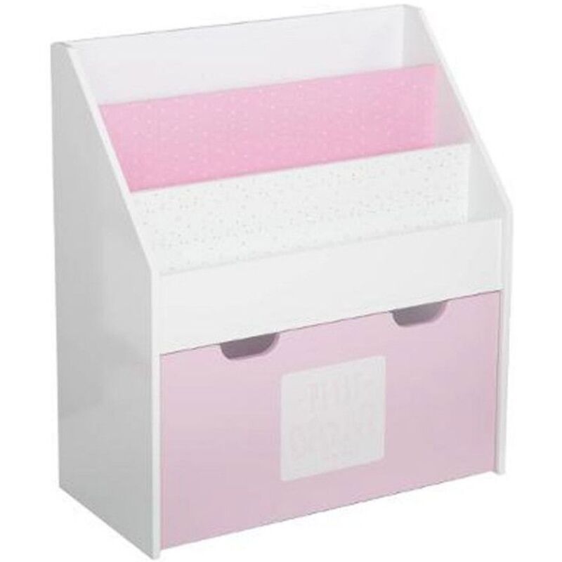 Atmosphera – Bibliothèque enfant avec tiroir et compartiments – Dimensions 62,5 x 30 x 70 cm – Structure en bois MDF – Couleurs blanc et rose