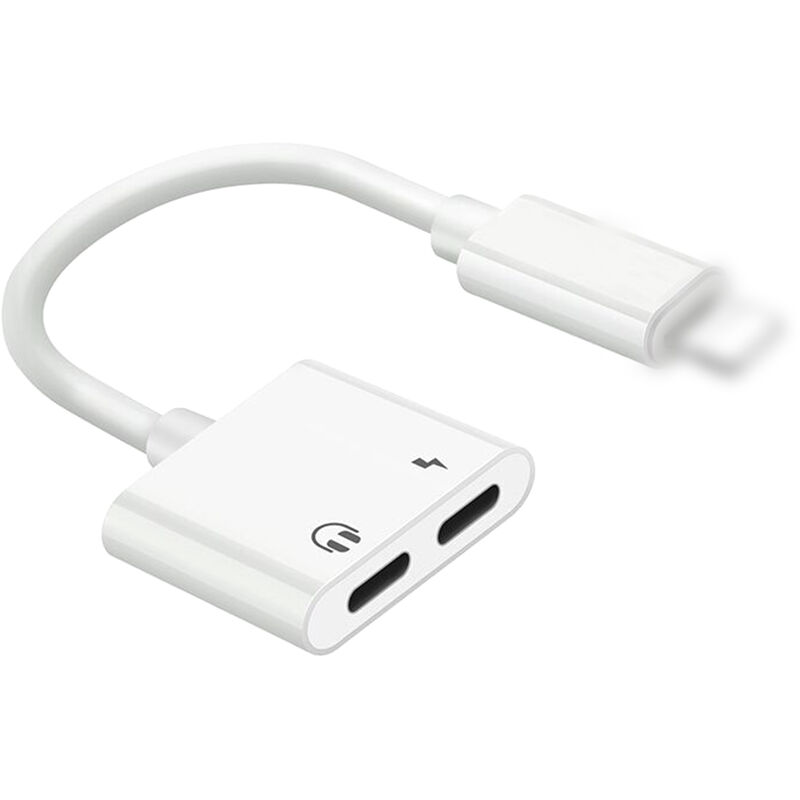 

2 en 1 Cable de carga Divisor Cable para auriculares Adaptador de audio Convertidor de cargador de auriculares de audio IOS Compatible con iPhone 11