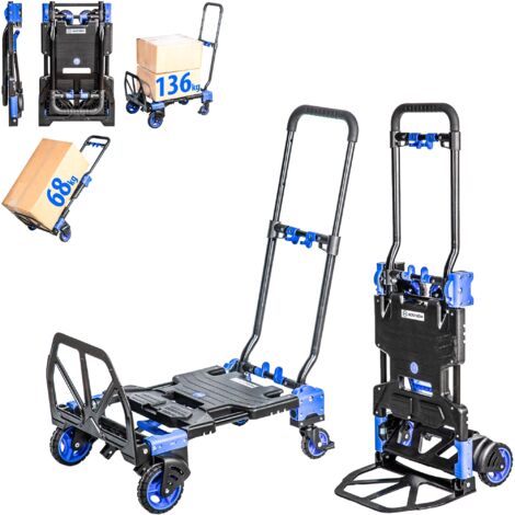 2 en 1, Carro con ruedas y carro plegable, Carro plegable máx. 136 kg, Carro desmontable máx. 68 kg, Ruedas giratorias 360°, 5 años de garantía, Hostrom