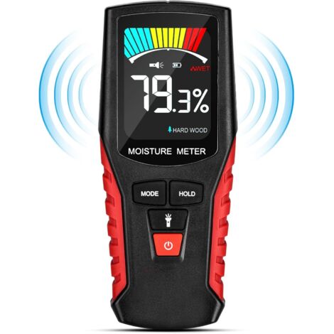 2 en 1 Medidor de Humedad sin Pin Medidor de Humedad de Madera con Batería Detector de Humedad con Pantalla LCD y con Alarma Acústica para Pared Encalada Pared de Ladrillo Corcho Madera Dura