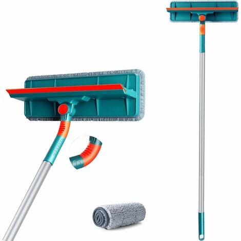 2 en 1 Nettoyeur de Raclette Vitre Professionnelle Kit，avec Manche Telescopique (Longueur 135cm), Nettoyeur de Raclette Vitre pour Fenêtres intérieures