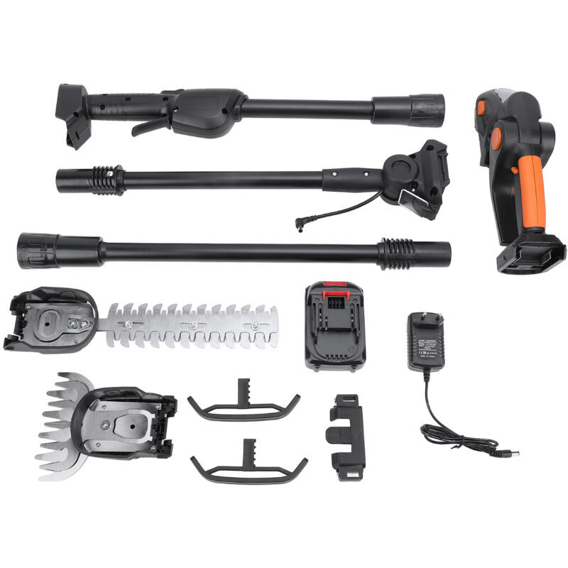2 en 1 Taille Haie Télescopique sans Fil Tronçonneuse Elagueuse sur Perche Set Poignée Réglable Fourreau Protection Perche1.8m