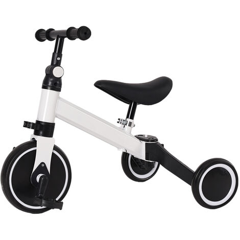 2 en 1 Triciclo para Niños,Bicicletas sin Pedales para Bebés, Carro de Equilibrio,Caminante, Altura del Asiento Regulable, para niños de 1-4 años, Regalo de cumpleaños para Niños,Blanco