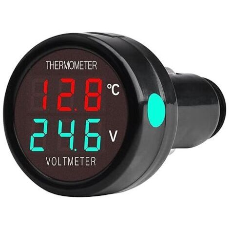 2 en 1 voltmètre numérique thermomètre DC 12V 24V 36V, batterie tension température mètre monit test jauge indicat pour Auto voiture camion bus (Rouge+Vert)