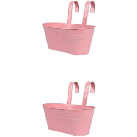 2 Ensemble de Pot de Fleurs Suspendu Polyvalent avec différentes Couleurs Arc-en-Ciel, jardinières de Balcon en Fer détachables, Garde-Corps Suspendu Rose, Rose 2Ensemble