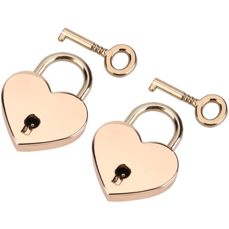 2 ensembles Cadenas en Forme de Cœur et Clés Squelette pour Valise Journal Boîte à Bijoux