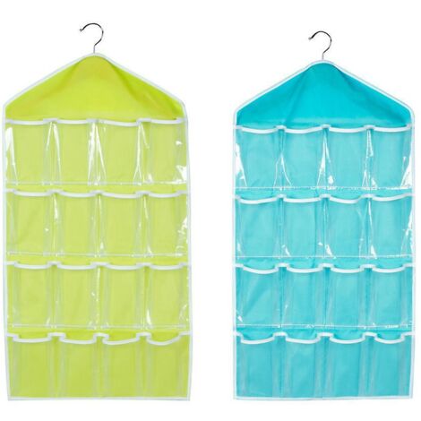 2 Ensembles Colonne De Rangement Suspendue En Tissu, Multilayer Sac De Rangement Suspendus Transparent Multifonctions Rangement Suspendre 16 Poch