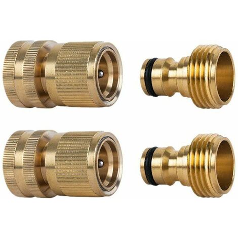 2 Ensembles de Raccord Tuyau d'Arrosage Laiton 19 mm,Adaptateur Robinet Tuyau Arrosage pour Jardin, Cuisine, Extérieur