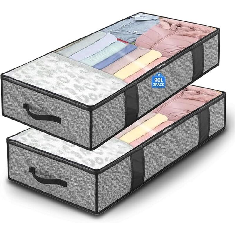 2 ensembles de sacs de rangement pour vêtements sous la boîte de rangement sous le lit - couettes avec fermeture à glissière et poignées - pour