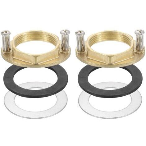2 Ensembles d'Écrous de Blocage Hexagonaux à Filetage Femelle 1-1/4 Pouce (31 mm) en Laiton avec Joint, Ensemble d'Outils de Fixation de Robinet pour Évier de Cuisine (Ovale)