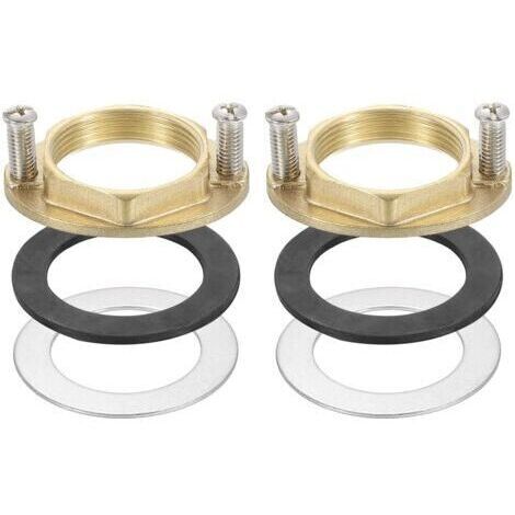 2 Ensembles d'Écrous de Blocage Hexagonaux à Filetage Femelle 1-1/4 Pouce (31 mm) en Laiton avec Joint, Ensemble d'Outils de Fixation de Robinet pour Évier de Cuisine (Ovale)