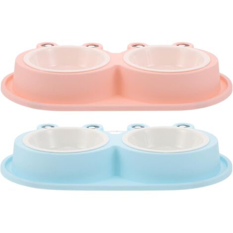 2 Ensembles Gamelle Double Antidérapante pour Chats et Chiens Lot Bols