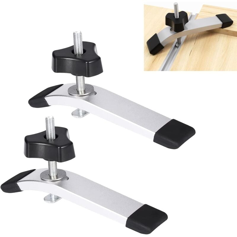 Laoa - 2 Ensembles Rail t Track Pince de Serrage, T-Track Clamp t Track Jeu de Pinces a clamper de Maintien à Acier Allié Rapide, pour Outil de