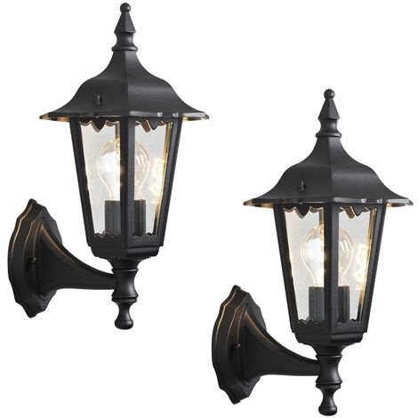 2-er Set stehende Wandleuchten FIRENZE, E27, Aluminium schwarz, Höhe 36 cm
