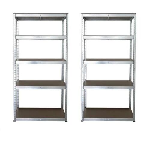 2 Estanterías de metal galvanizado con estantes de MDF 90X40X180H 4 niveles