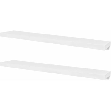 2 estanterías suspendidas de tablero MDF blanco para libros/DVDs