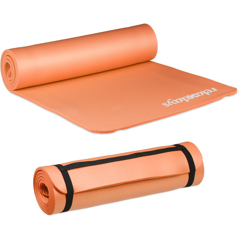 

2 Esterillas Yoga Plegables y Acolchadas, Colchoneta Fitness, Mat Ejercicios en Casa, Pilates, Caucho, 60x180cm, Naranja