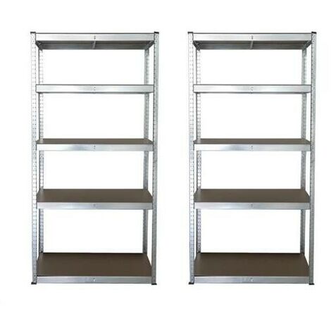 2 Étagères en métal galvanisé avec plateaux en MDF 90X40X180H 4 niveaux