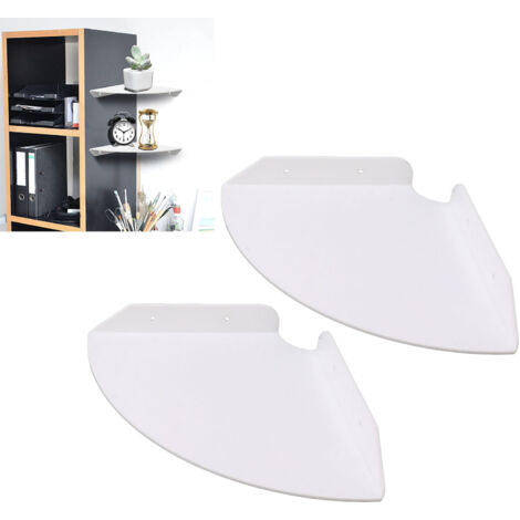 2 Étagères Murales Flottantes à Angle Blanc Acrylique pour Chambre Salon Salle de Bain