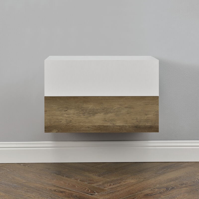[en.casa] - définissez 2 pcs table de chevet de chambre avec tiroir de conception moderne différentes couleurs couleur : blanc / bois opaque
