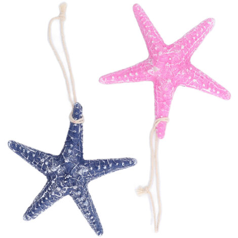 2 Étoiles de Mer Résine 13x13cm Bleu Foncé Rose Décoration Murale Thème Plage pour Fête Noël Halloween