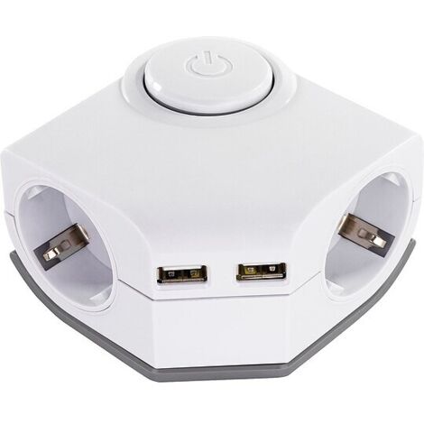2-fach Ecksteckdose - mit 2 USB- Anschlüssen, Schalter, Thermoschutz und Kinderschutz