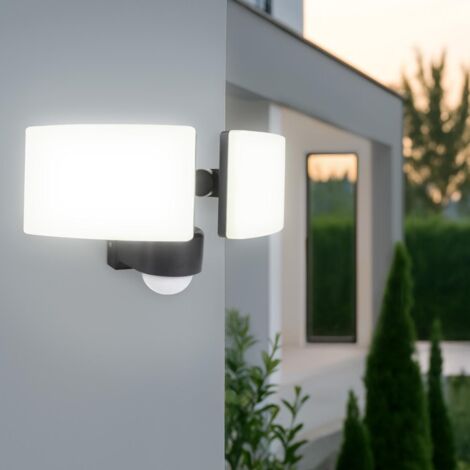 LONGLIFE LED GMBH BY HK 2-Fach LED Außenstrahler 40W 4000K anthrazit mit Bewegungsmelder