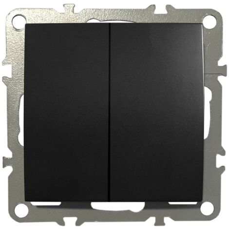 2-Fach Schalter Lichtschalter Doppel-Schalter Serienschalter Unterputz 220-250V 10A Schwarz Matt